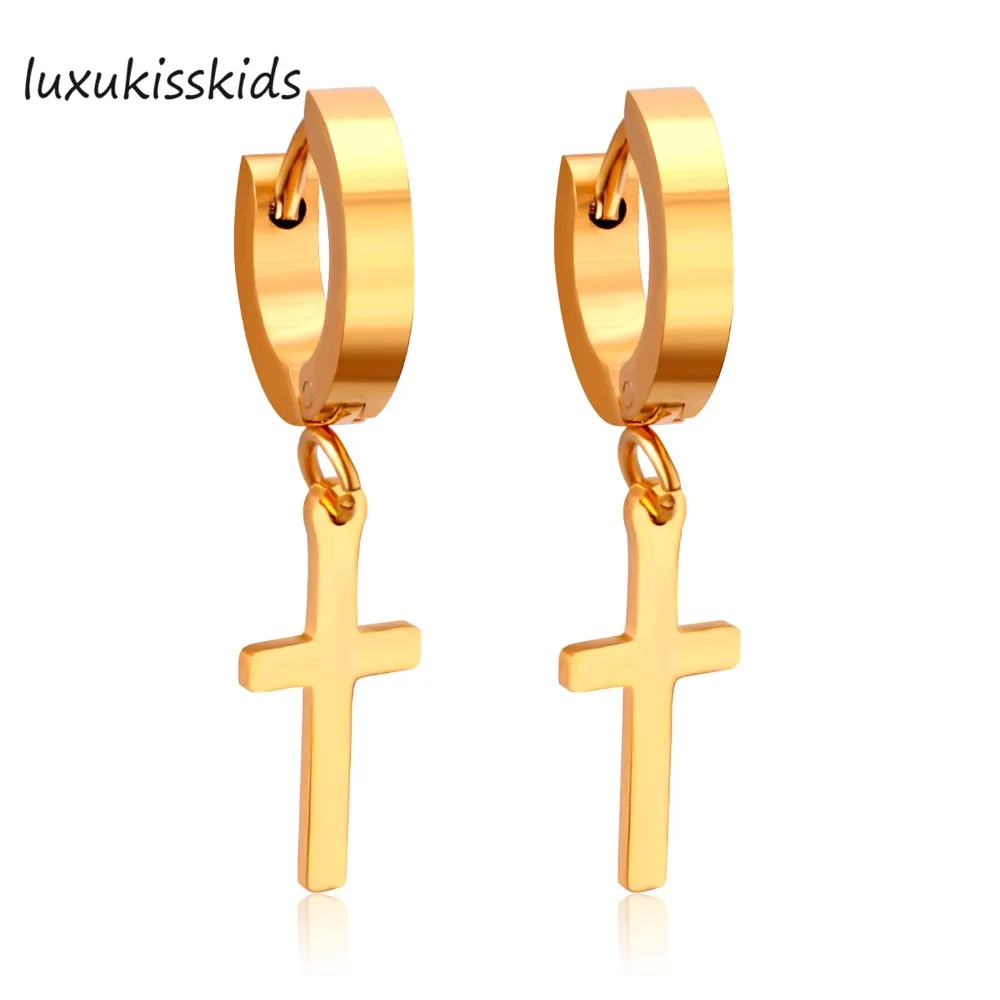 Серьги кольца LUXUKISSKIDS для женщин модные ювелирные изделия с крестом серьги из