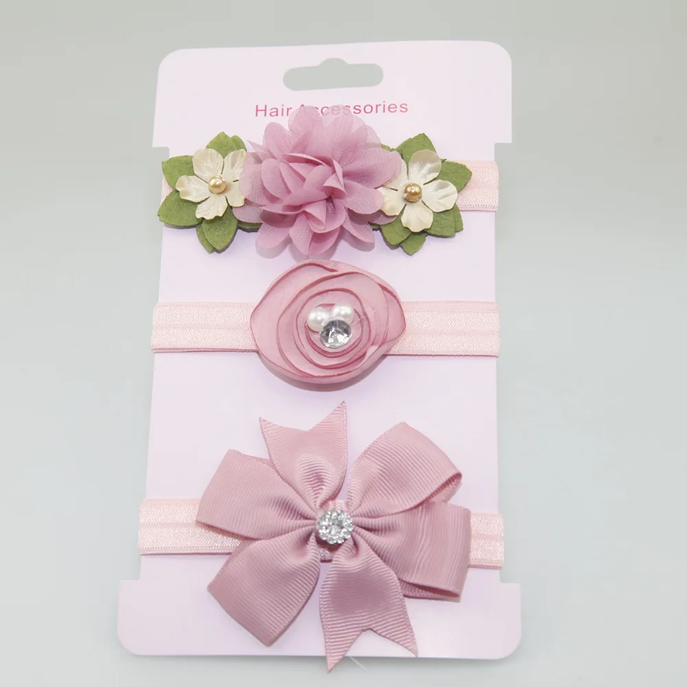 3Pcs Kids Elastic flower headband Headbands Hair Girls baby Bowknot Hairband girl accessories set photography | Детская одежда и