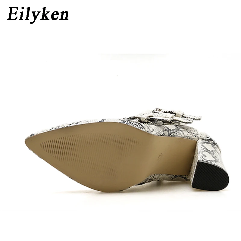 Eilyken/женские ботильоны из искусственной кожи со змеиным принтом Обувь с острым