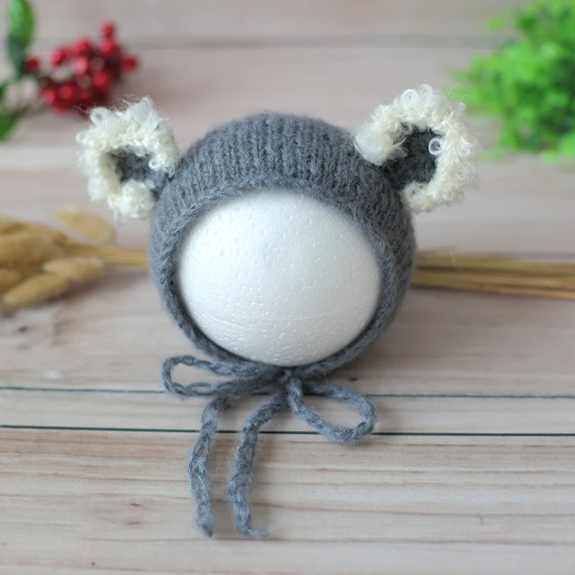 

Grey Newborn Cute Koala Bonnet Christmas Baby Santa Claus hat Outfit Infant Animal bonnet photography props