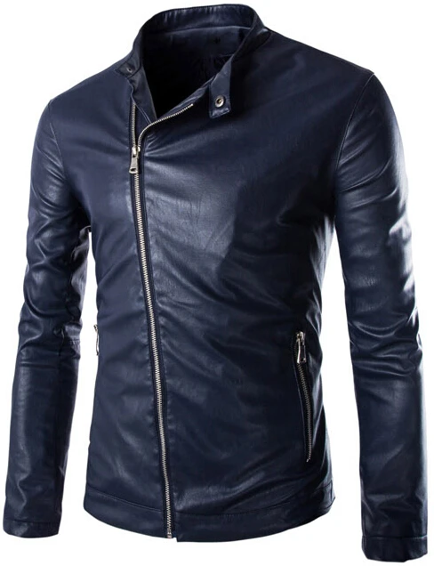 Модные осенние и зимние кожаные куртки Для мужчин PU пальто мотоцикла тонкий