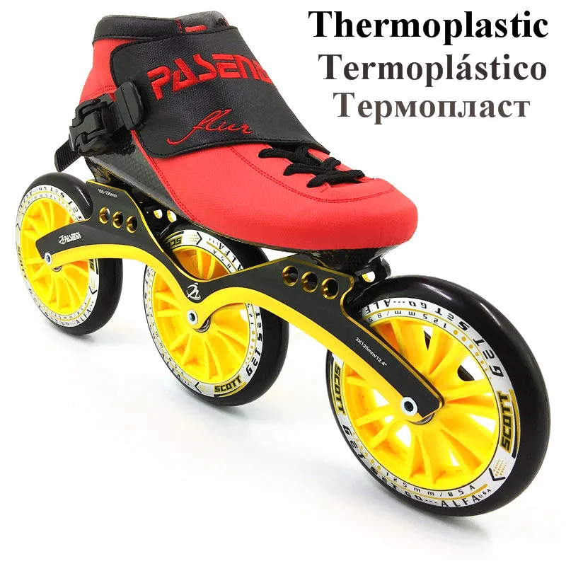 Thermoplastic Термопластичный углеродный гоночный скейт 3 колеса 125 мм термоплавные роликовые коньки для мужчин и женщин Профессиональные роликовые скейты - Цвет: Thermoplastic