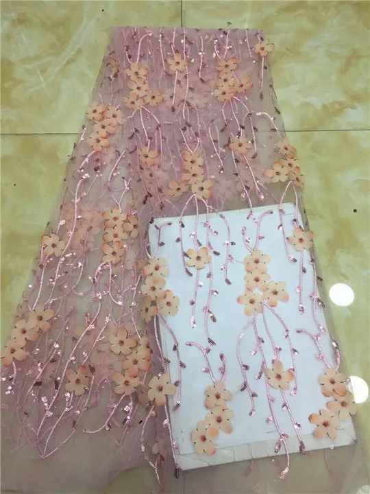 Кружевная ткань с французскими бусинами розовая 2019 новейшая африканская сетка