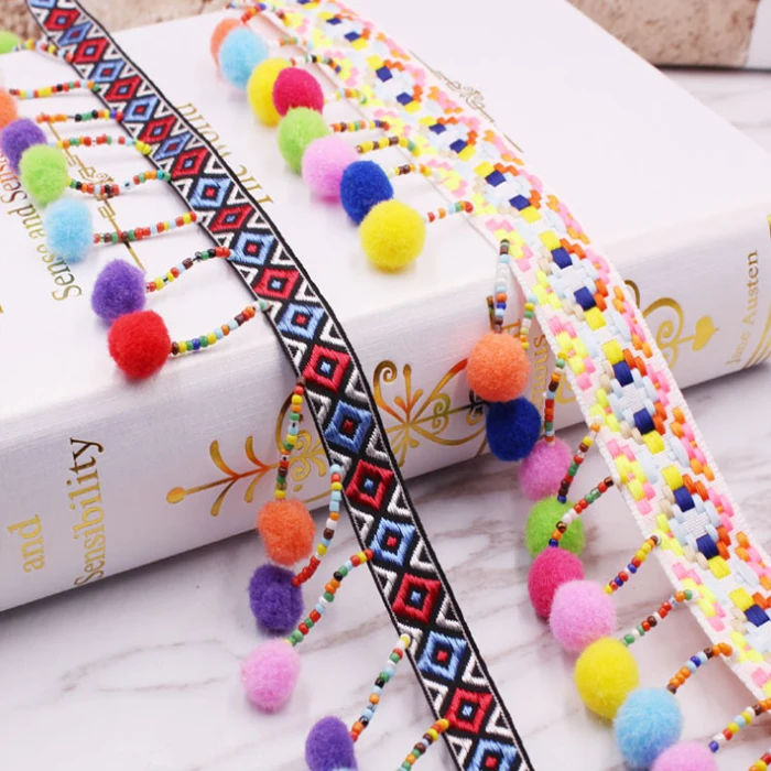 Вышитый жемчуг/богемный стиль/черно-белые кружевные Швейные аксессуары для