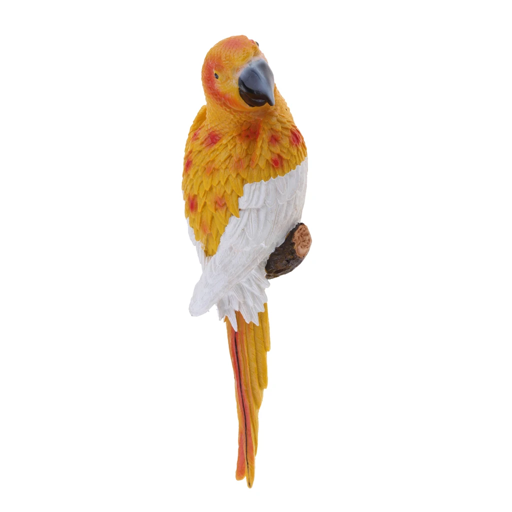 31cm Right Yellow 20 стилей, искусственная птица, смола, большая статуя попугая, птица, для двора, дерева, газона, орнамент, подвесная скульптура, украшение для дома, сада, ремесло - Цвет: 31cm Right Yellow