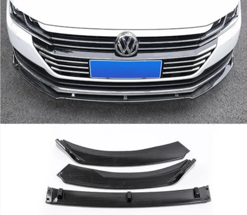 ABS CARBON FIBER ABS углеродное волокно Передние Губы разветвители бампер фартуки закрылки спойлер для Volkswagen 19 VW Passat CC по EMS - Цвет: ABS CARBON FIBER