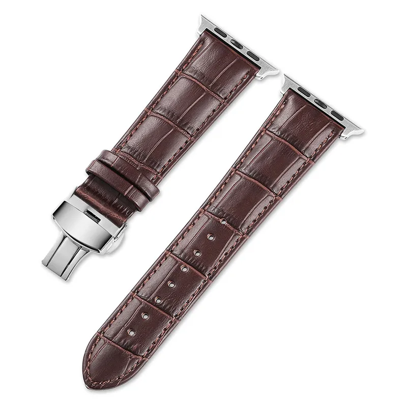 brown brown silver CHIMAERA для наручных часов Apple Watch, версии чёрный; коричневый ремешок для часов застежка-бабочка адаптер 38 мм 42 мм/40 мм 44 мм для наручных часов iWatch серии 4 3 2 1 - Цвет ремешка: brown brown silver