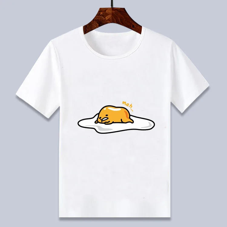 

2019 cute cartoon lazy egg print funny t shirt for kids summer white t shirt boys and girls 4-14T