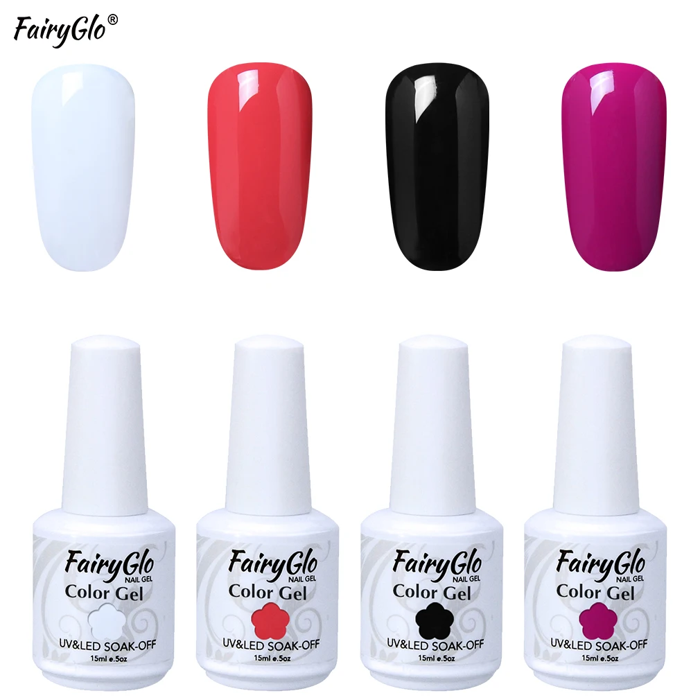 FairyGlo 4 шт./лот 15 мл Гель-лак для ногтей отмачиваемый УФ светодиодный