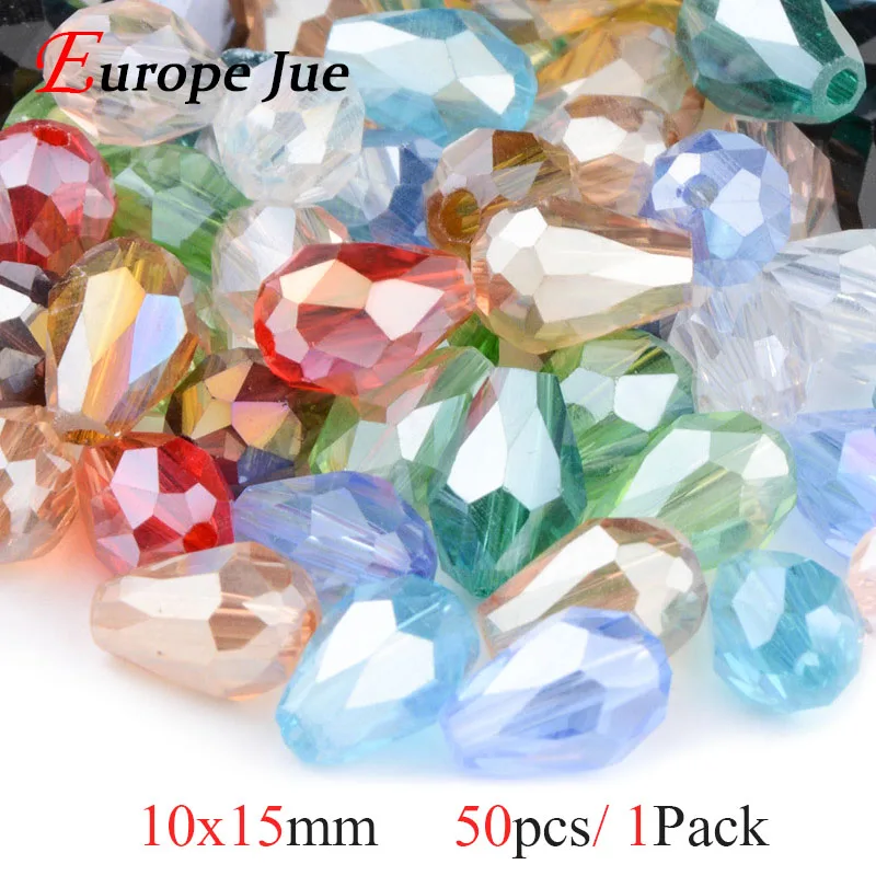 10x15mm mix 50pcs Briolette кулон в форме капли Австрийские хрустальные бусины 4*6 мм 6*8 мм 8*11 мм 10*15 мм стеклянные бусины в форме капли для браслета DIY - Цвет: 10x15mm mix 50pcs