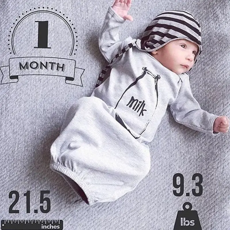 Pudcoco новорожденных Для маленьких мальчиков Пижама хлопок sleepsack серый детские пижамы костюм