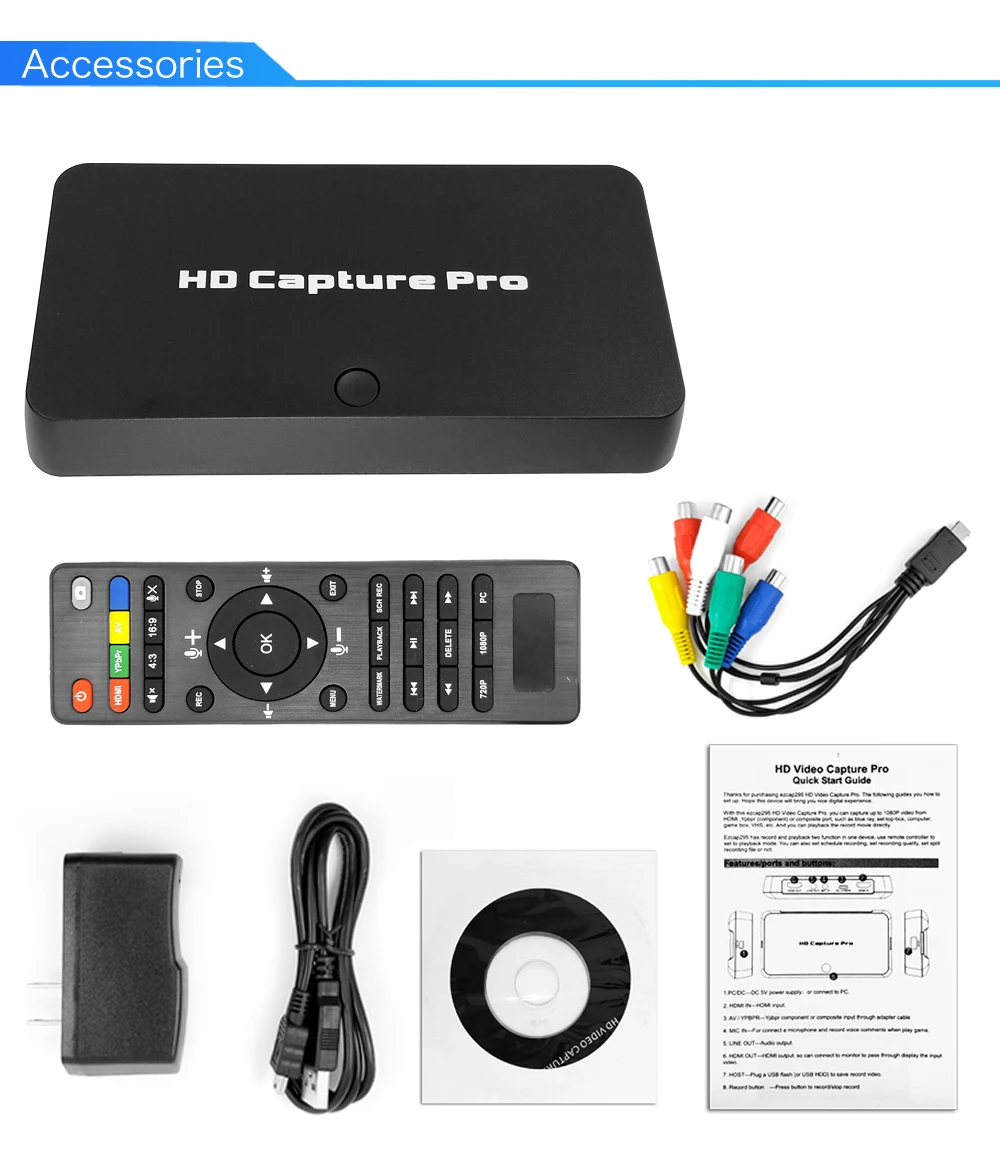 Ezcap295 HD 1080P видео игра захват рекордер USB 2,0 карты воспроизведения с пультом дистанционного управления для Xbox 360 Xbox One PS4 приставка
