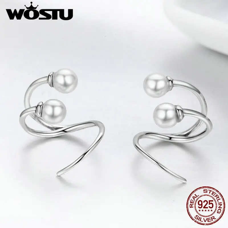 Женские серьги гвоздики WOSTU из стерлингового серебра 925 пробы с переплетенным