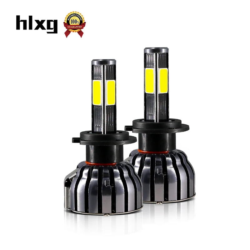 HLXG LED H7 автомобильные лампы 6000K все в одном светодиодные фары безвентиляторные 90