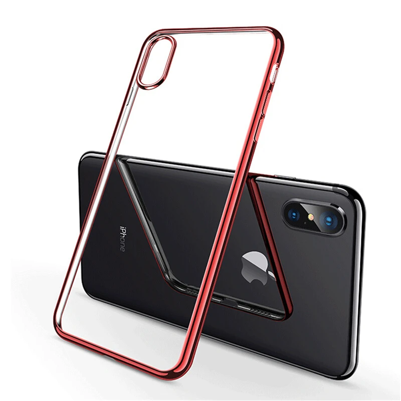 ELETEI Прозрачный чехол для iPhone X XR XS 6 S 7 8 Plus Мягкий ТПУ противоударный блестящий с