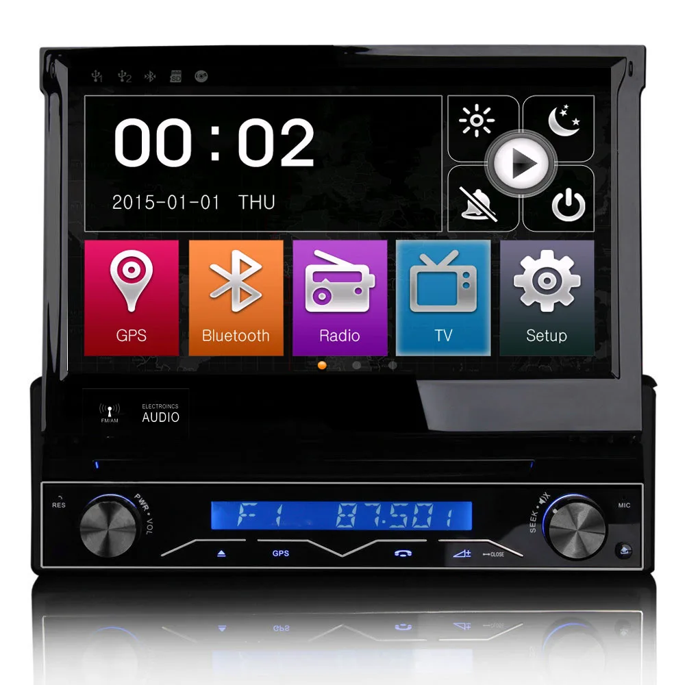 Универсальная " 1Din Авто выдвижная панель автомобиля DVD gps navi система с DVBT 3g WiFi tv DVR RDS AM FM SWC 4X50W DK7088