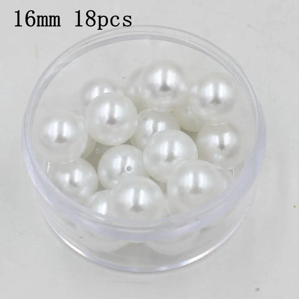 white 16mm 18pcs 3/4/6/8/10/12/14/16/18/20 мм дешевый круглый искусственный жемчуг бусы ручной работы DIY браслет ювелирные изделия Аксессуары для изготовления - Цвет: white 16mm 18pcs