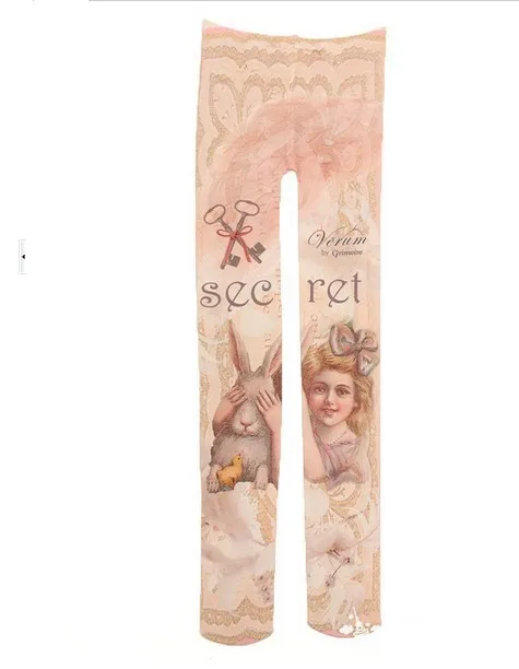 10pcs Princess sweet stocking elastic stockings rompers leggings pantyhose rabbit girl tattoo print most fashion 2022 | Женская одежда