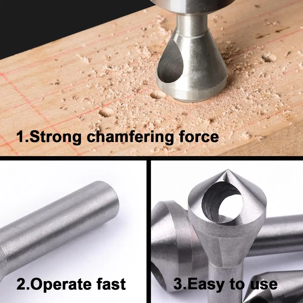 Best Quality 4Pcs HSS Chamfer Countersink Drill Bit 2-5mm 5-10mm 10-15 mm 15-20mm Cutters Deburring Tool For Woodworking | Инструменты