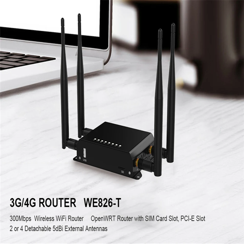 Cioswi WE826-T 3G 4G Modem Wireless Router 2.4G Wi-Fi Repeater 4*5dBi External Antenna Wifi With Sim Card And USB Slot Router
Cioswi WE826-T 3G 4G Modem Wireless Router 2.4G Wi-Fi Repeater 4*5dBi External Antenna Wifi With Sim Card And USB Slot Router