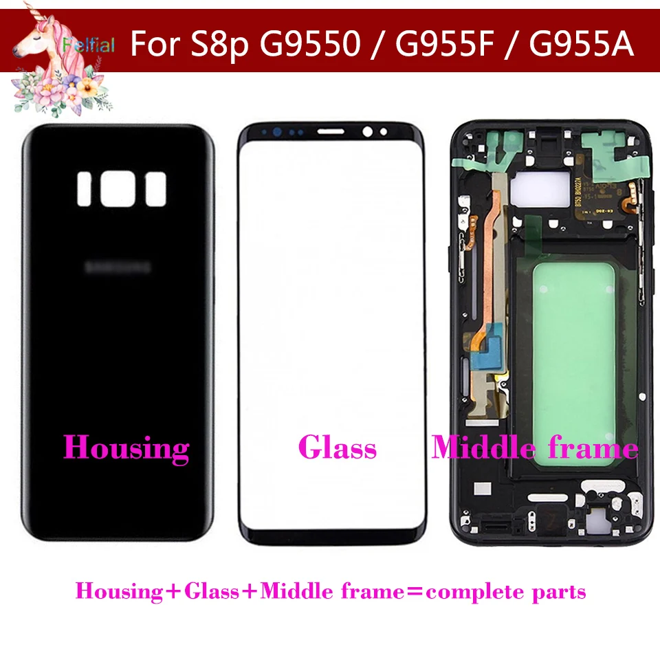Для Samsung Galaxy S8 Plus G955 G955F + корпус аккумулятора задняя крышка Переднее стекло