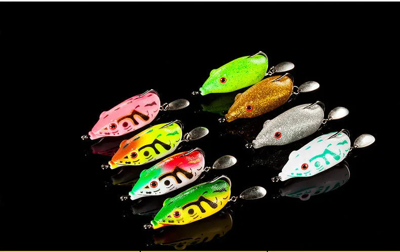 Wholesale 100pcs Frog Lure with Spoon 5.5cm 10.5g Silicon Bait Isca Soft Lure For Snakehead Frog Fishing Bait B280 enlarge