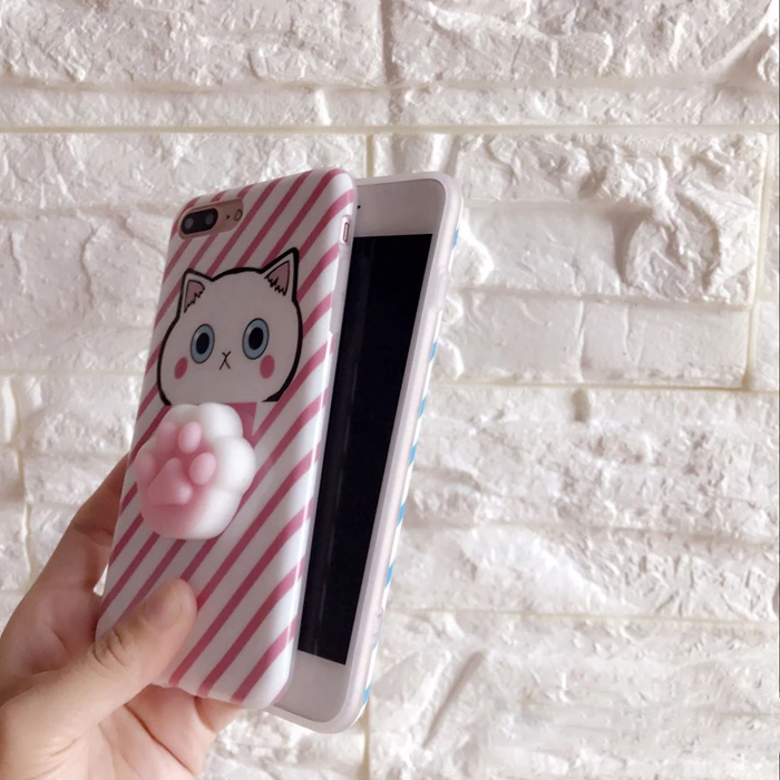 Мягкий чехол 3D кошачья лапа для iphone 6 S милый 6S Plus Модный Полосатый Узор мультяшный
