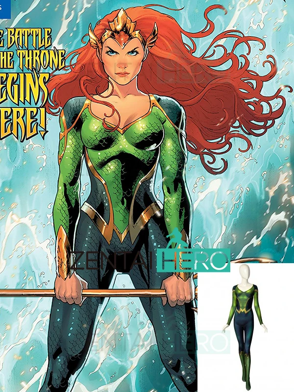 Бесплатная доставка 3D принт DC Marvel Queen Mera карнавальный костюм Аквамен фильм Лига