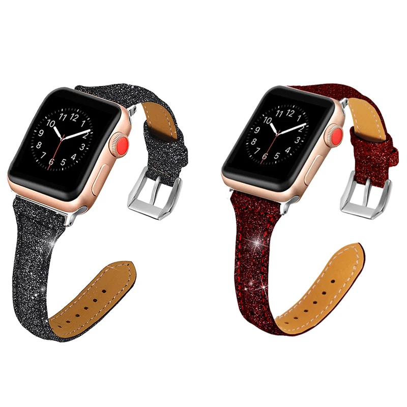 Тонкий кожаный ремешок для Apple watch band 40 мм 44 браслет из воловьей кожи iWatch 38 42 series 3 4 5