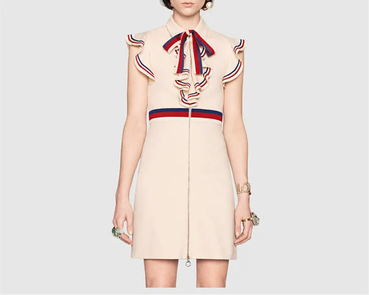 

Fashion women dress spring summer 2018 turn-doswn collar butterfly sleeve slim waist laciness dress new arrival