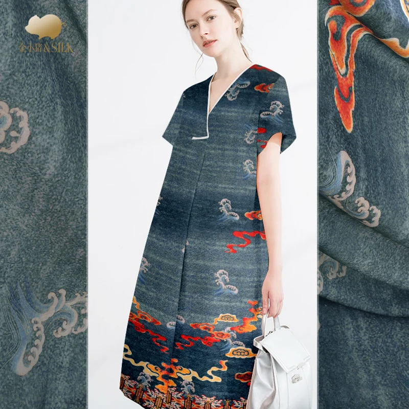 Retro heavy silk linen fabric soft delicate skirt cheongsam chinese natural wholesale cloth | Дом и сад