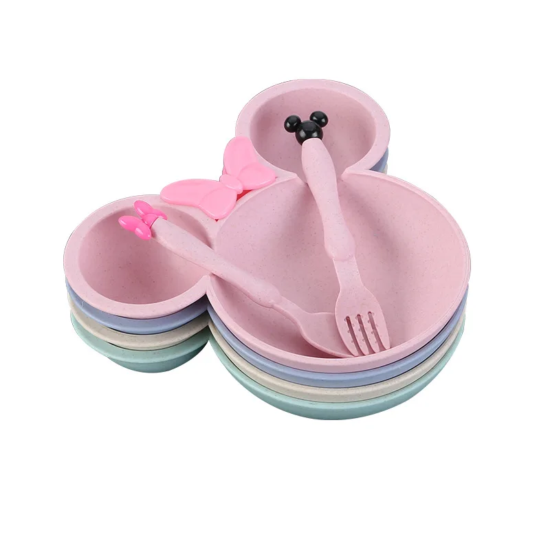 Творческая детская миска из пшеничной соломы Минни/мультяшная тарелка Ложка