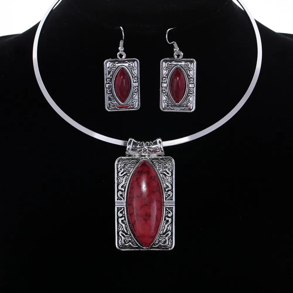 Отличительные тибетские серебряные овальные красные камни кулон женщин