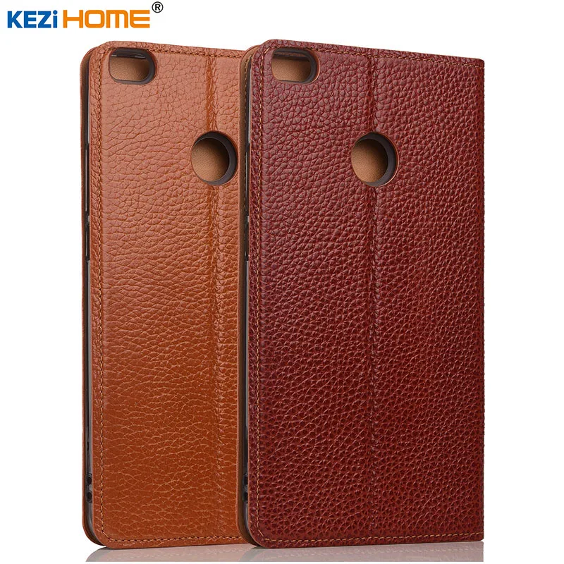 

Xiaomi Mi Max 2 case KEZiHOME Litchi Genuine Leather Flip Stand Leather Cover capa For Xiaomi mi Max2 Phone cases coque
