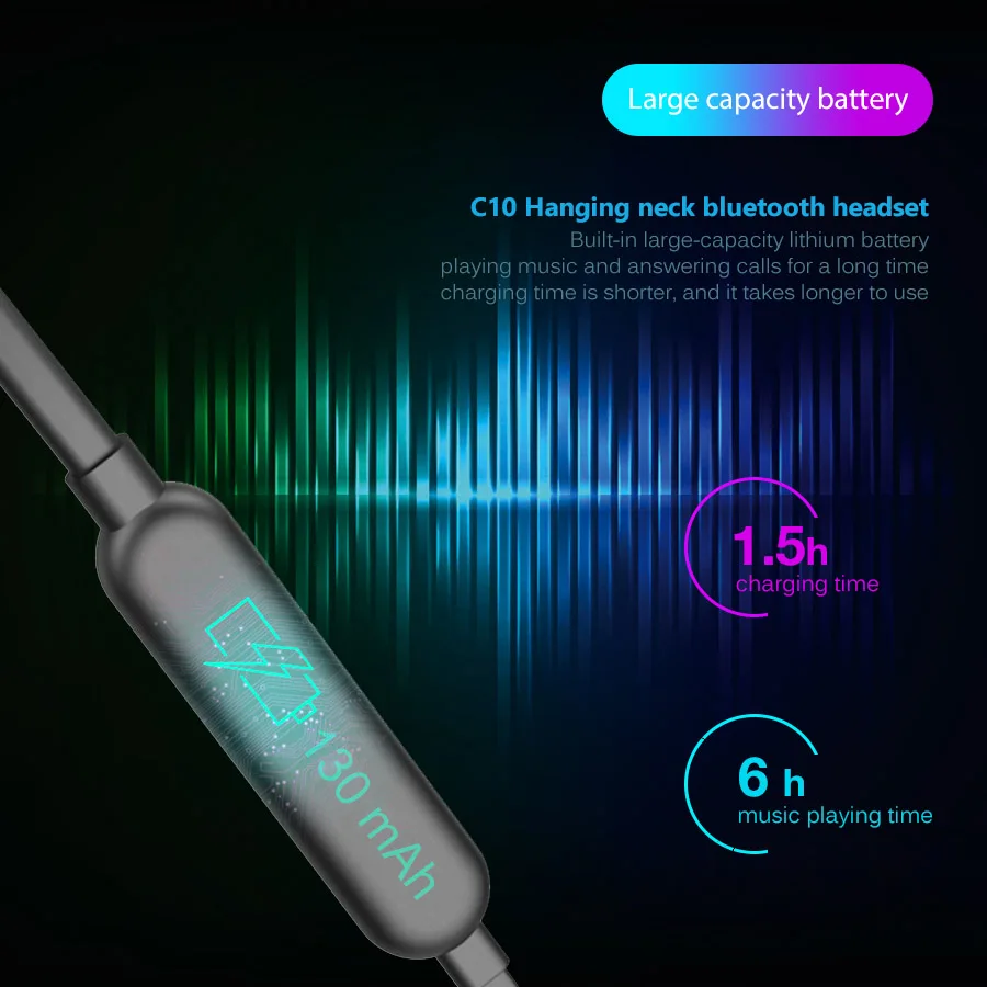 Беспроводные Bluetooth наушники CBAOOO BC10 Спортивная гарнитура с подвесной шеей и
