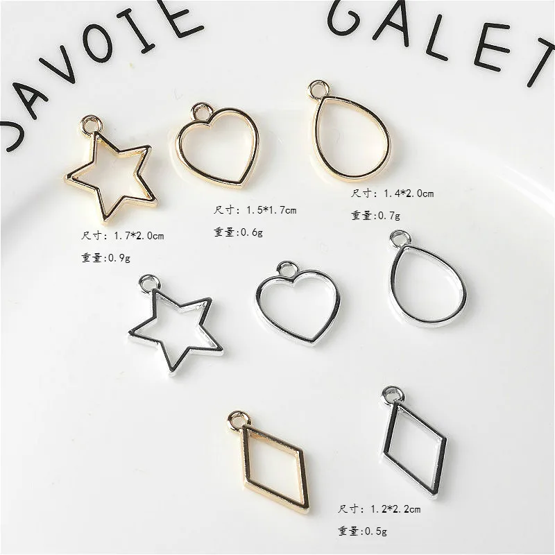 40 шт микс геометрические новые сплавные пустотелые звезды сердце амулеты