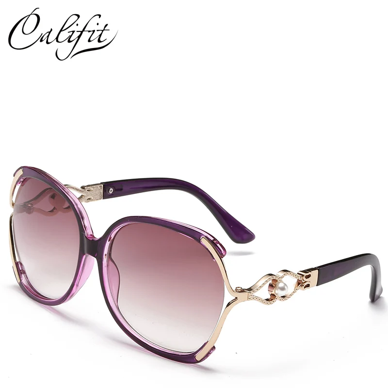 Солнцезащитные очки для женщин Золото огромная оправа женские Роскошные