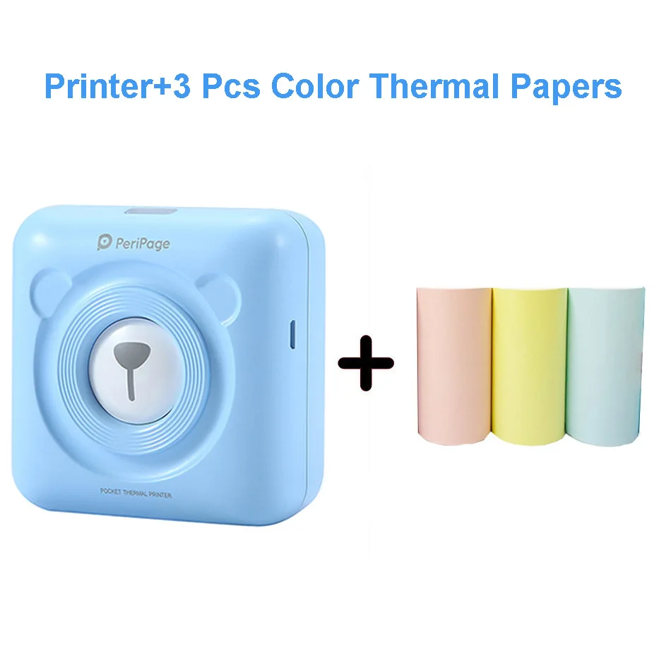 A6 3 Rolls Paper PeriPage Мини Портативный Bluetooth фотопринтер Карманный Термопринтер для мобильного телефона Android iOS Windows - Цвет: A6 3 Rolls Paper