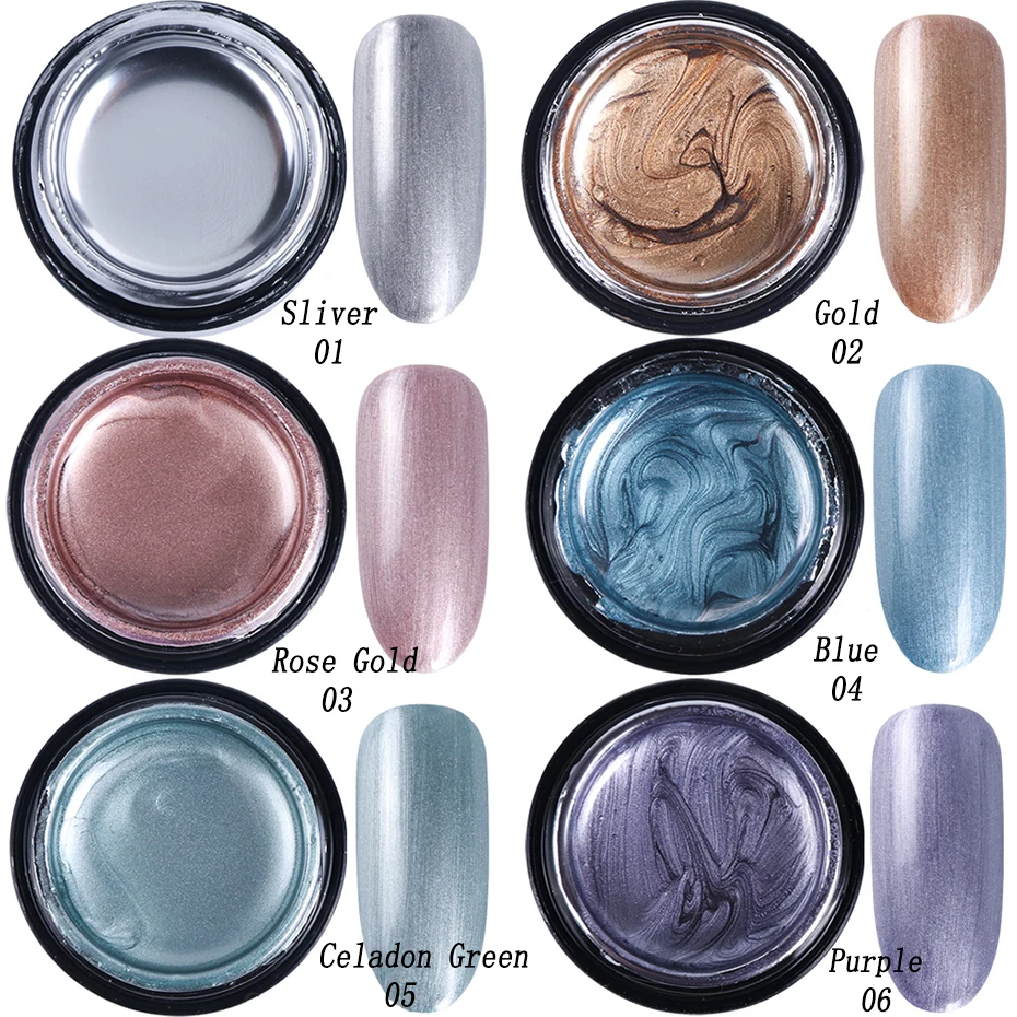 Зеркальный металлический лак для ногтей 6 мл серебристая розовая Золотая краска