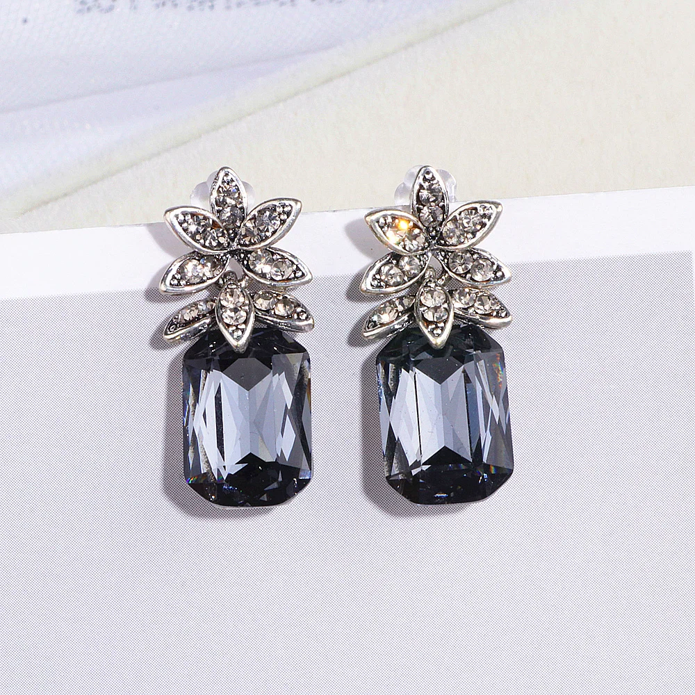 Женские винтажные квадратные серьги с кристаллами элегантные геометрические