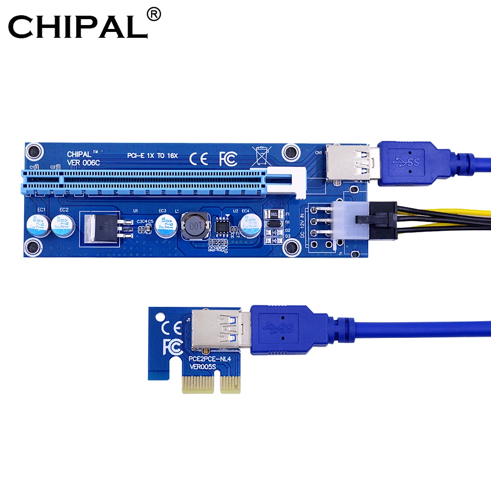 CHIPAL VER006C 60 см плата Экспресс Райзера PCE 1X к 16X удлинитель + USB 3 0 кабель/SATA 15Pin 6Pin шнур