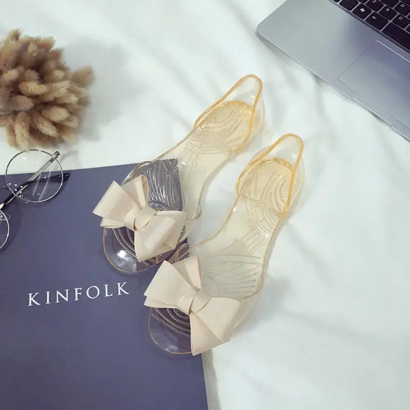 Новинка летние женские пляжные повседневные сандалии с бантом и цветком