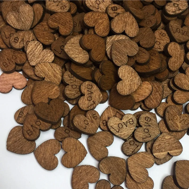100 шт./упак. креативное деревенское дерево любовь сердце свадебный стол