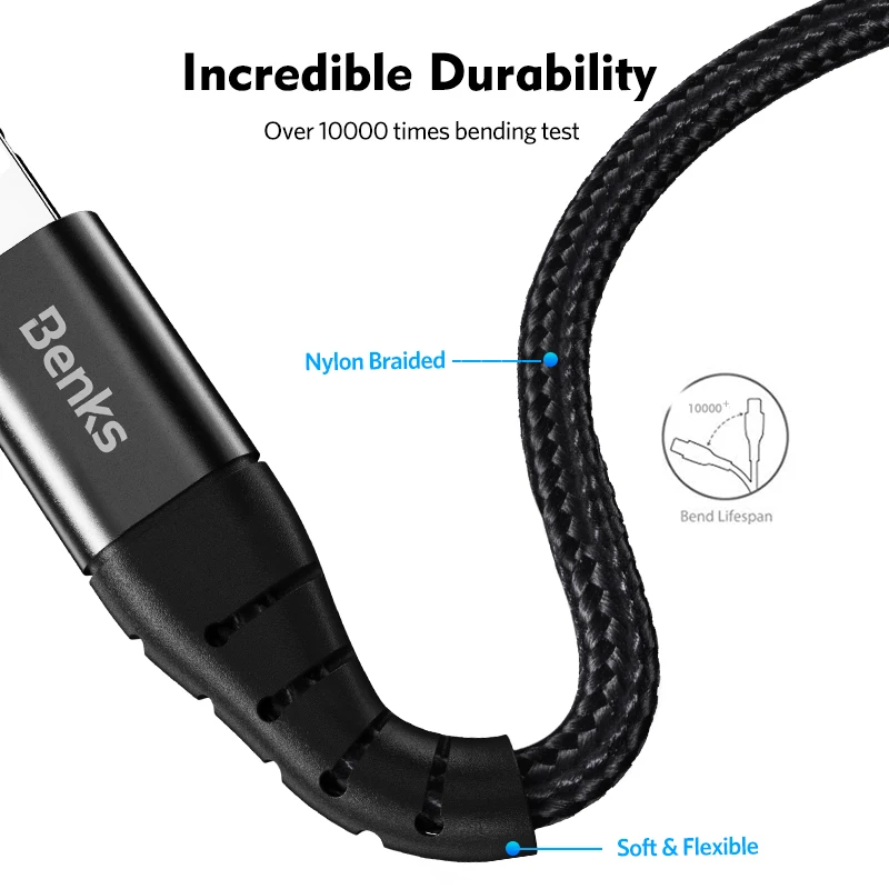 Benks M11 MFi Сертифицированный C94 USB C к Lightning Кабель PD Быстрая зарядка type шнур данных