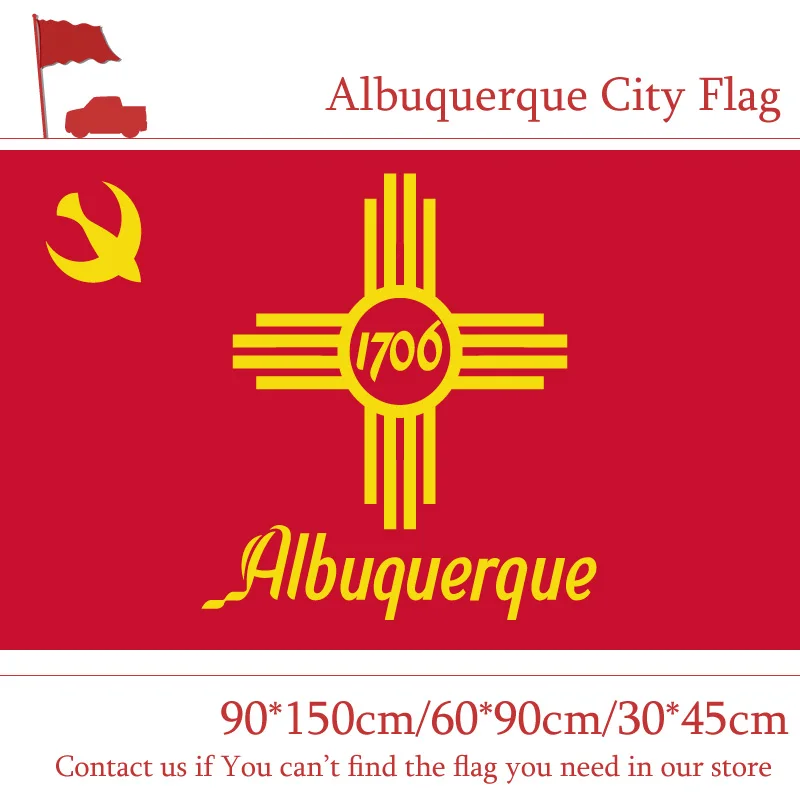

New Mexico State 3x5ft Albuquerque City Flag 60*90cm 90*150cm Flag Custom 100d Polyester 30*45cm Car Flag For Campaign Vote