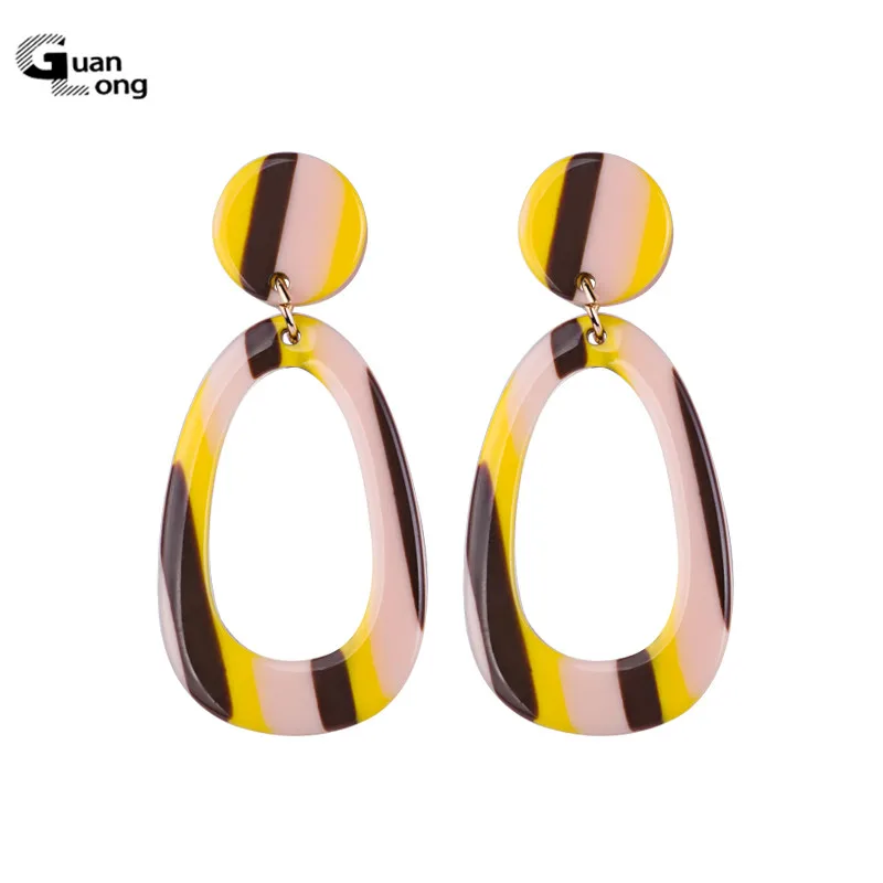 

GUANLONG Classic Drop Earrings for Women Acrylic Earrings Female Big Long Geometric Dangling Fashion Elegant Resin Earring 2018