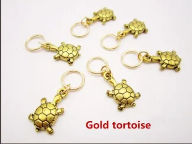 Gold tortoise 6 шт./лот, различные амулеты для волос, оплетка, дреды, бусины, кольца для зажимов, аксессуары для укладки волос, приблизительно 8 мм, внутреннее отверстие - Цвет: Gold tortoise
