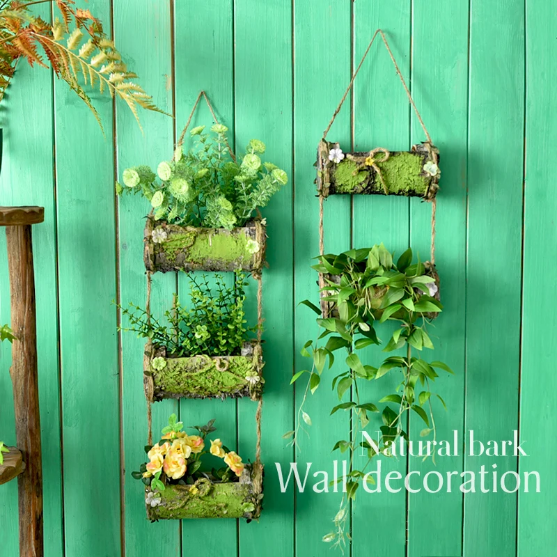 1 шт. настенный слой натуральная деревянная корзина для коры Искусственные цветы
