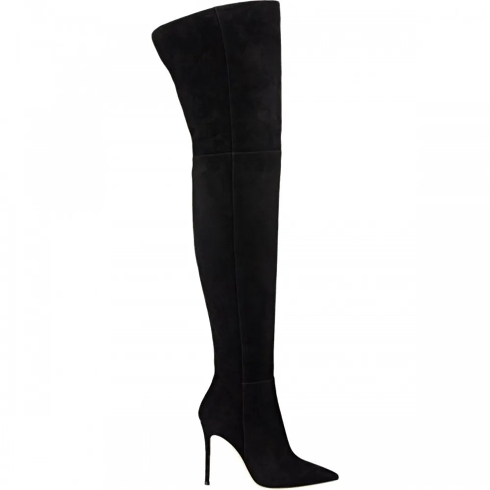 Женские сапоги выше колена с острым носком на молнии|sexy over knee boots|knee bootsover boots |