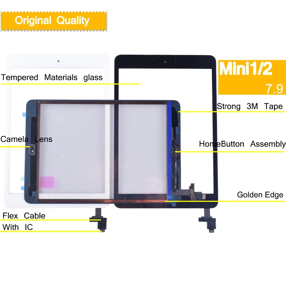 10 шт./лот оригинальный для Apple Mini 1 сенсорный экран дигитайзер панель ipad A1455 A1454 A1432